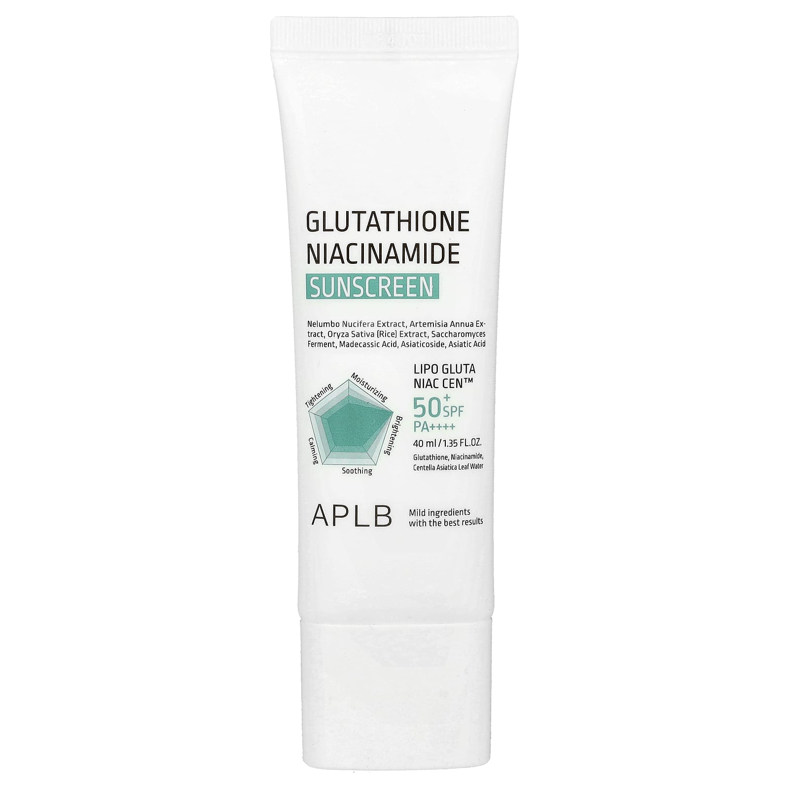 APLB, Glutathione Niacinamide, Sunscreen, SPF 50+ PA ++++, 1.35 fl oz (40 ml)