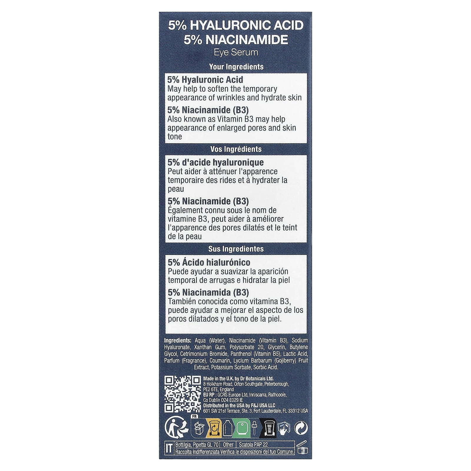 Dr. Botanicals, Hyaluronic Acid & Niacinamide Eye Serum, 0.51 fl oz (15 ml)