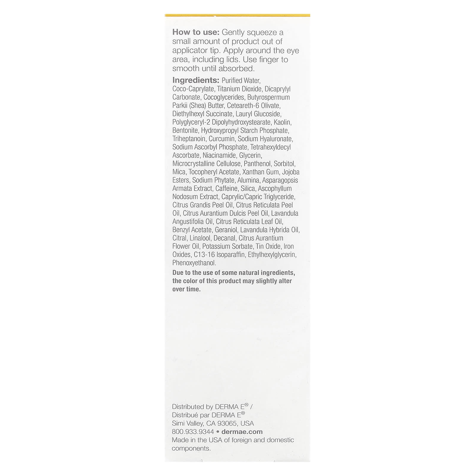 DERMA E, Vitamin C No Dark Circles Perfecting Eye Cream, 1/2 oz (14 g)