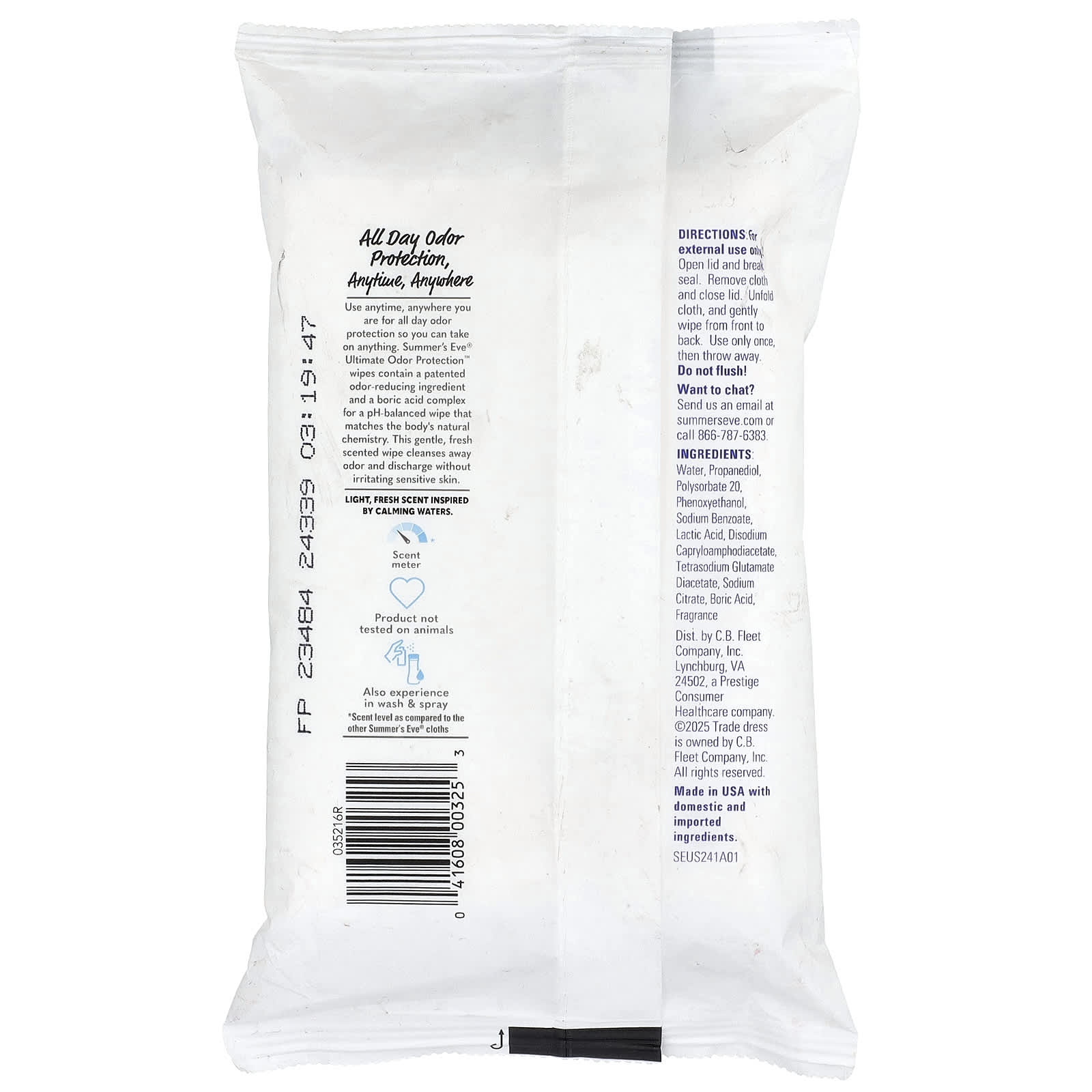 Summer's Eve, Ultimate Odor Protection™, pH-Balanced Cleansing Cloths, Light Fresh, 32 Cloths