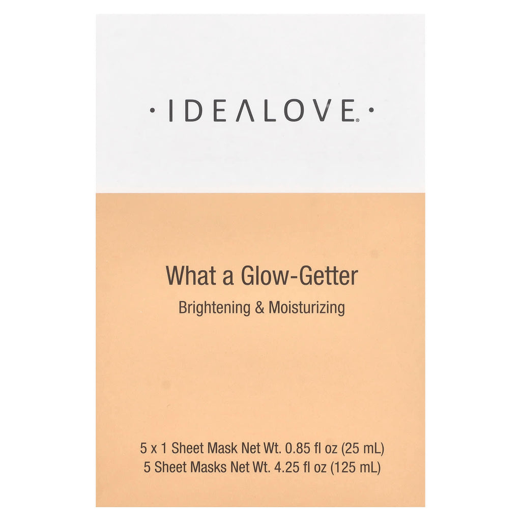 Idealove, What a Glow-Getter, Brightening & Moisturizing, 5 Beauty Sheet Masks, 0.85 fl oz (25 ml) Each