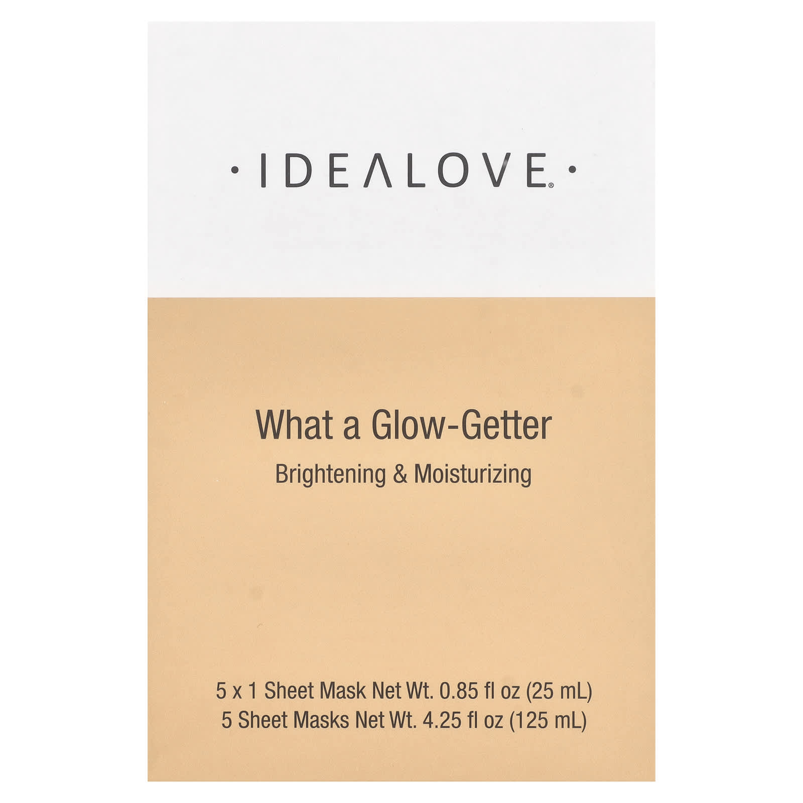 Idealove, What a Glow-Getter, Brightening & Moisturizing, 5 Beauty Sheet Masks, 0.85 fl oz (25 ml) Each