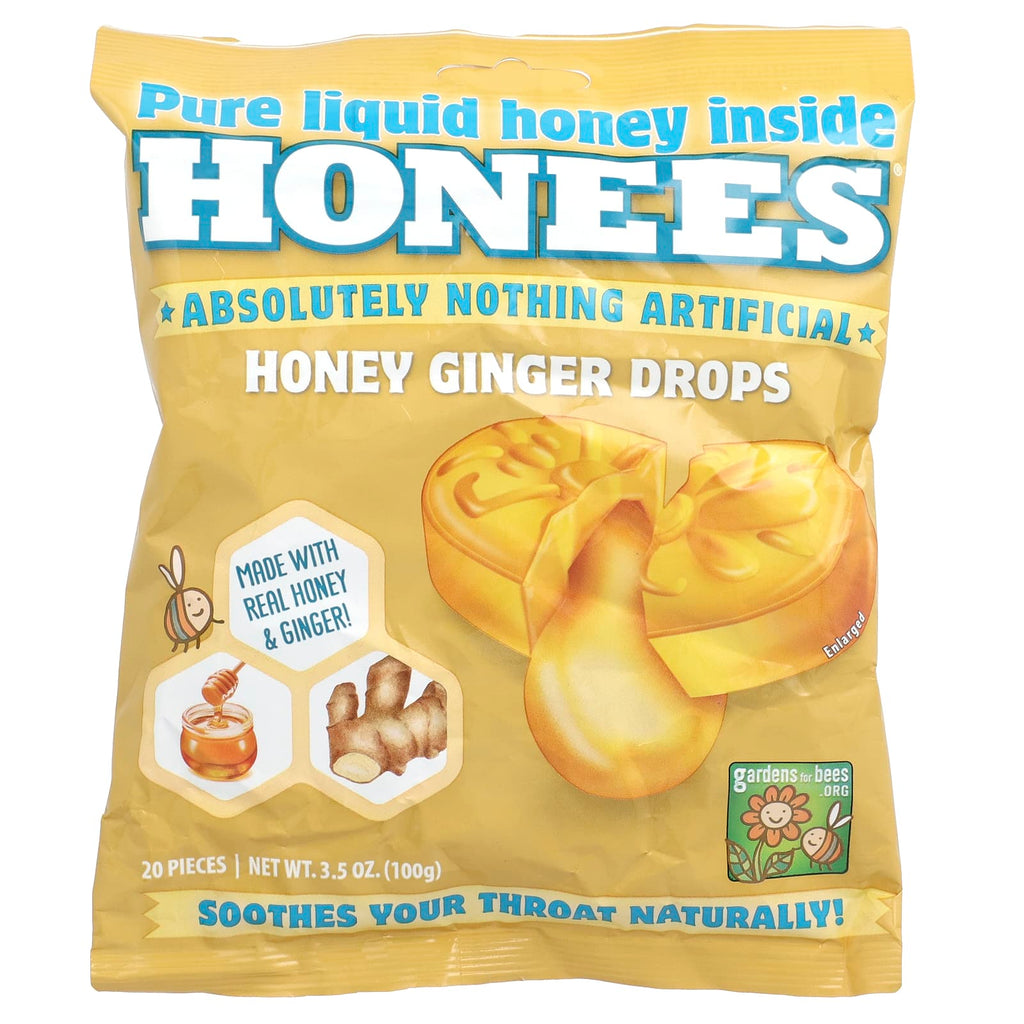 Honees, Honey Ginger Drops, 20 Pieces, 3.5 oz (100 g)