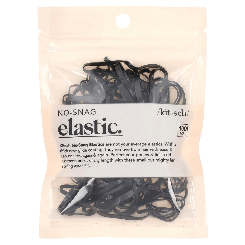 Kitsch, No-Snag Elastic, Black, 100 Pieces