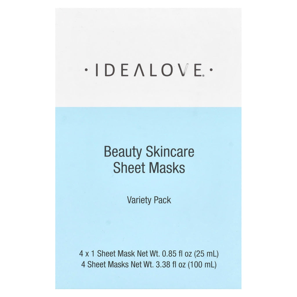 Idealove, Beauty & Skincare Variety Pack, 4 Beauty Sheet Masks, 0.85 fl oz (25 ml) Each