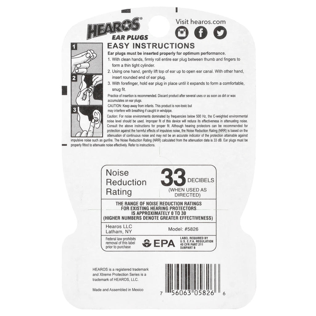 Hearos, Xtreme Protection™ Ear Plugs, Blue, NRR 33, 14 Pairs