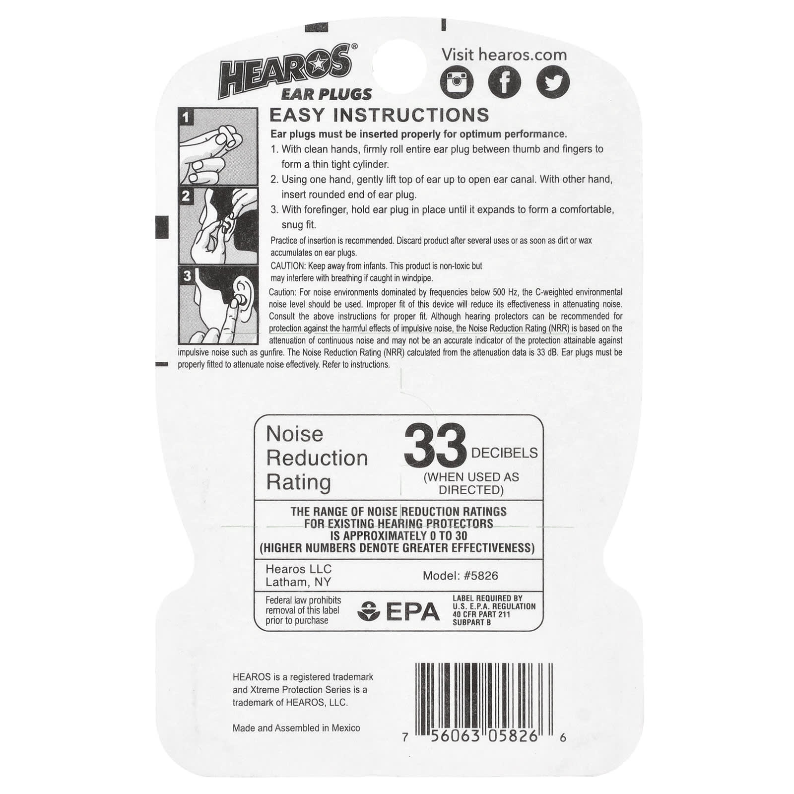 Hearos, Xtreme Protection™ Ear Plugs, Blue, NRR 33, 14 Pairs