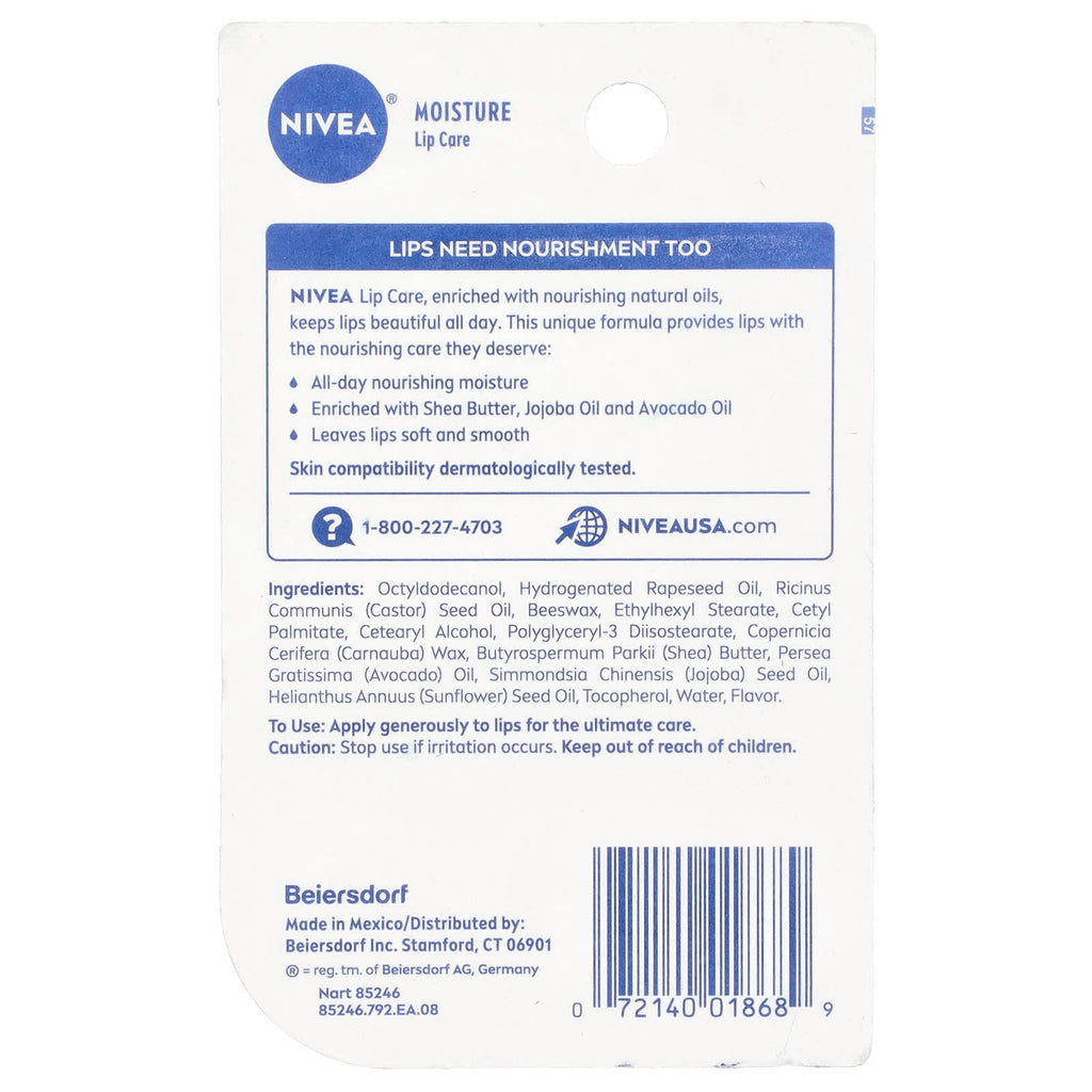 Nivea, Moisture Lip Care, 2 Sticks, 0.17 oz (4.8 g) Each