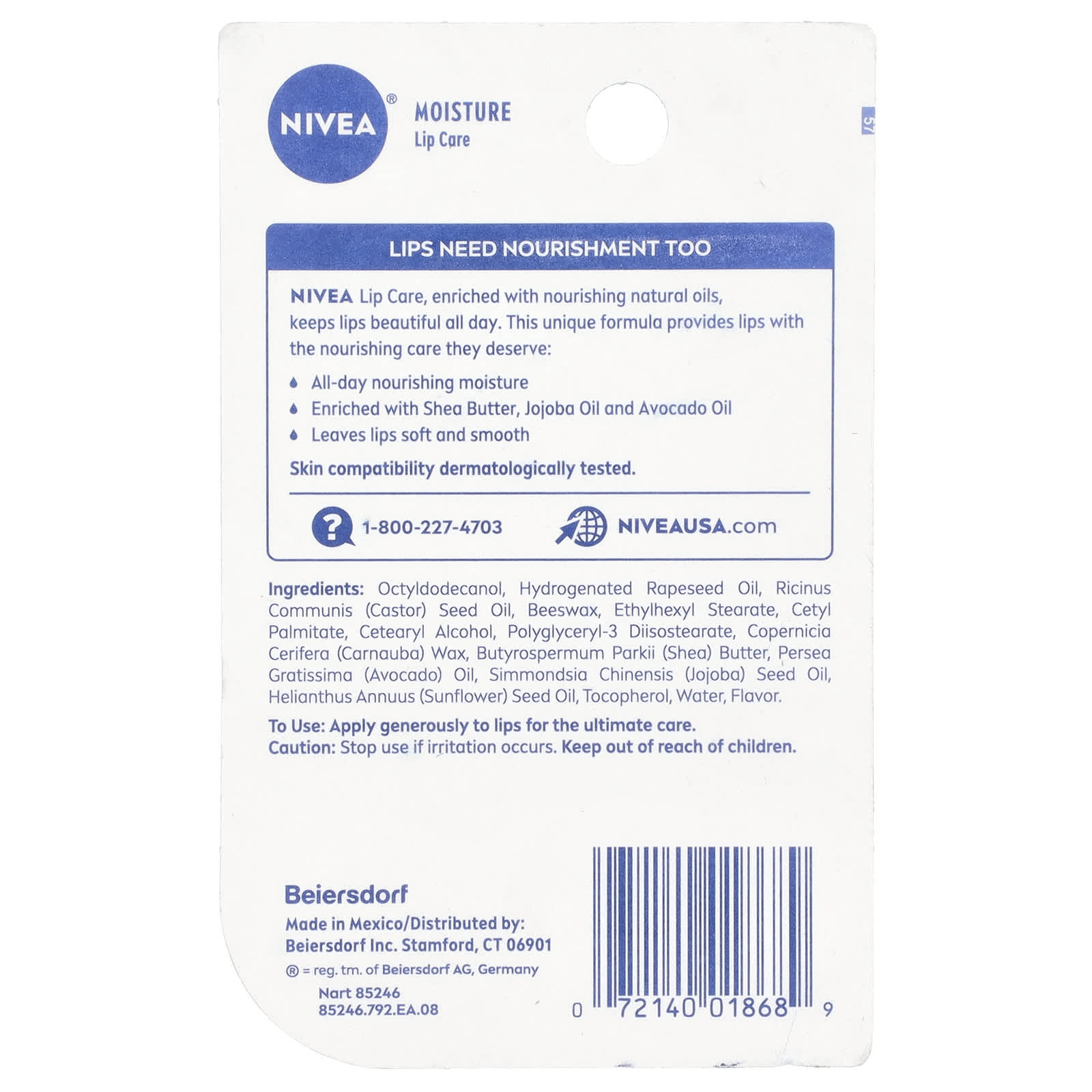 Nivea, Moisture Lip Care, 2 Sticks, 0.17 oz (4.8 g) Each