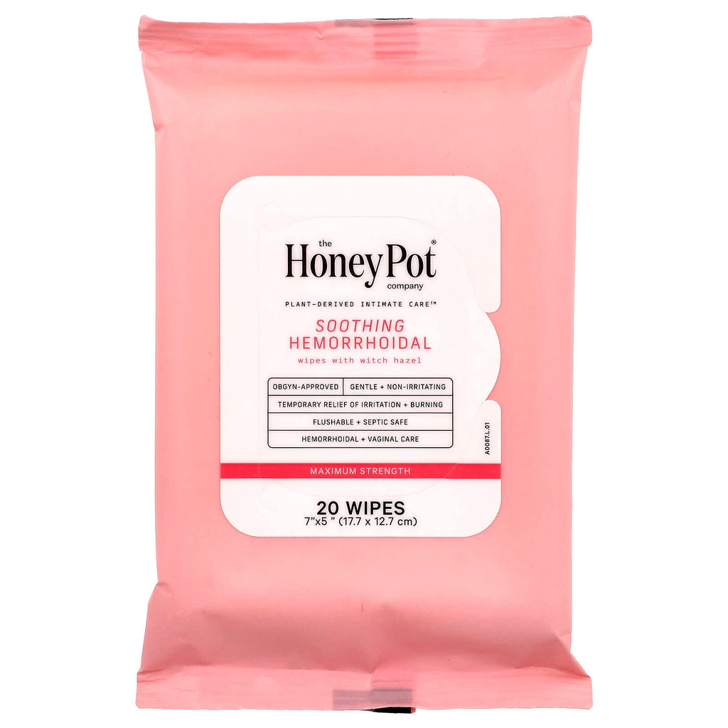 The Honey Pot Company, Soothing Hemorrhoidal Wipes, Maximum Strength, 20 Wipes