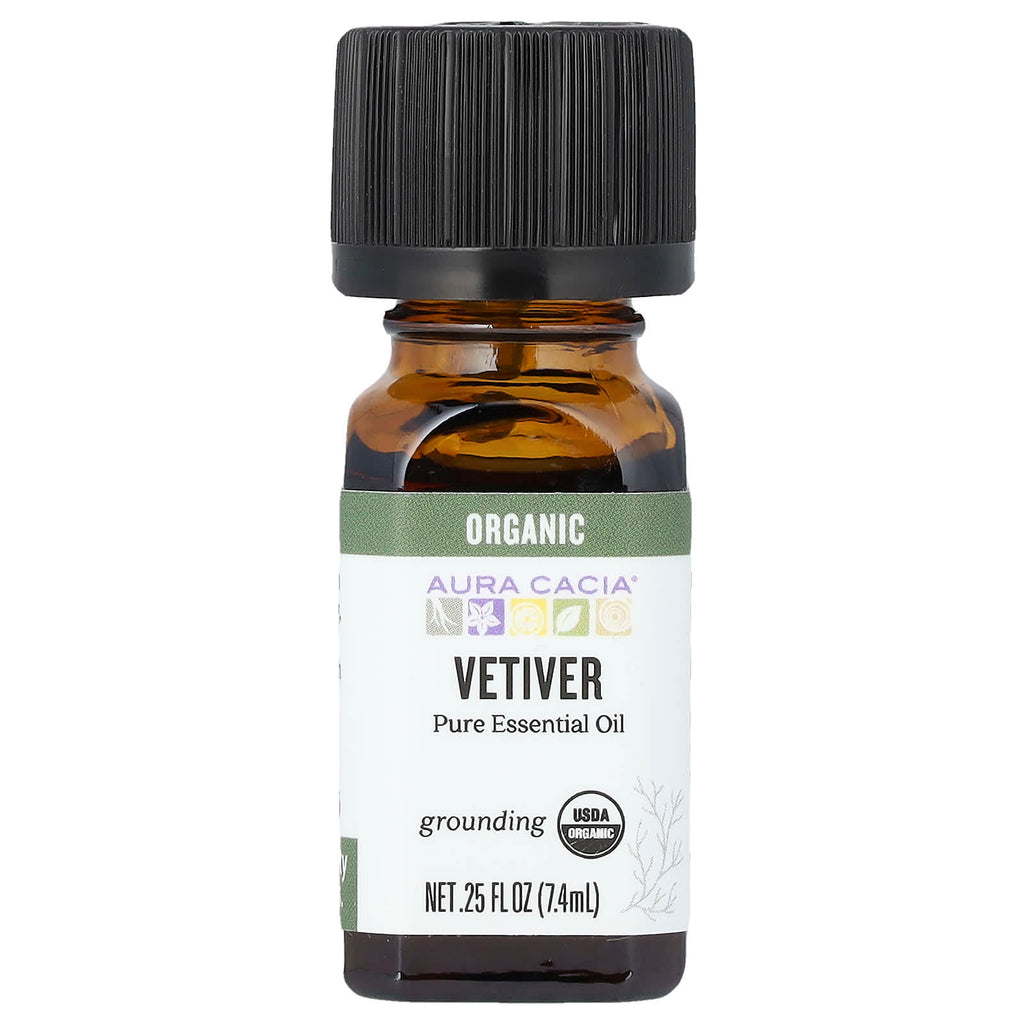 Aura Cacia, Organic Pure Essential Oil, Vetiver, 0.25 fl oz (7.4 ml)