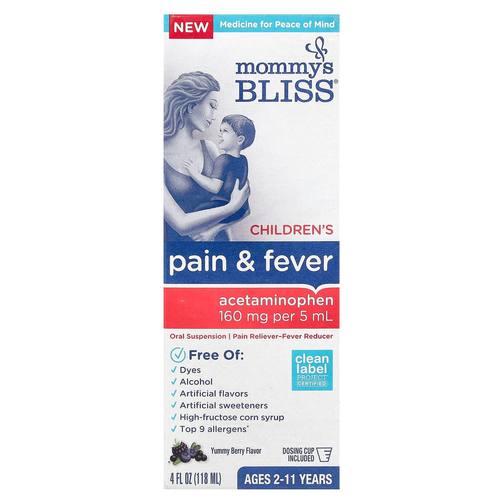Mommy's Bliss, Children's Pain & Fever, Ages 2-11 Years, Yummy Berry, 160 mg , 4 fl oz (118 ml)