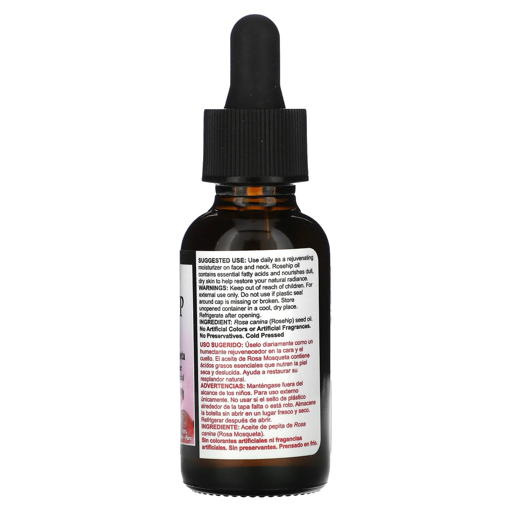 De La Cruz, 100% Pure Rosehip Oil, Rejuvenating Facial Moisturizer, 1 fl oz (30 ml)