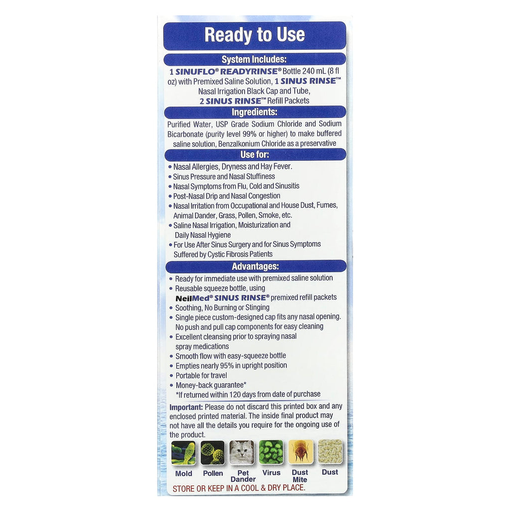 NeilMed, SinuFlo® ReadyRinse®, Premixed Nasal Wash, 2 Piece Kit