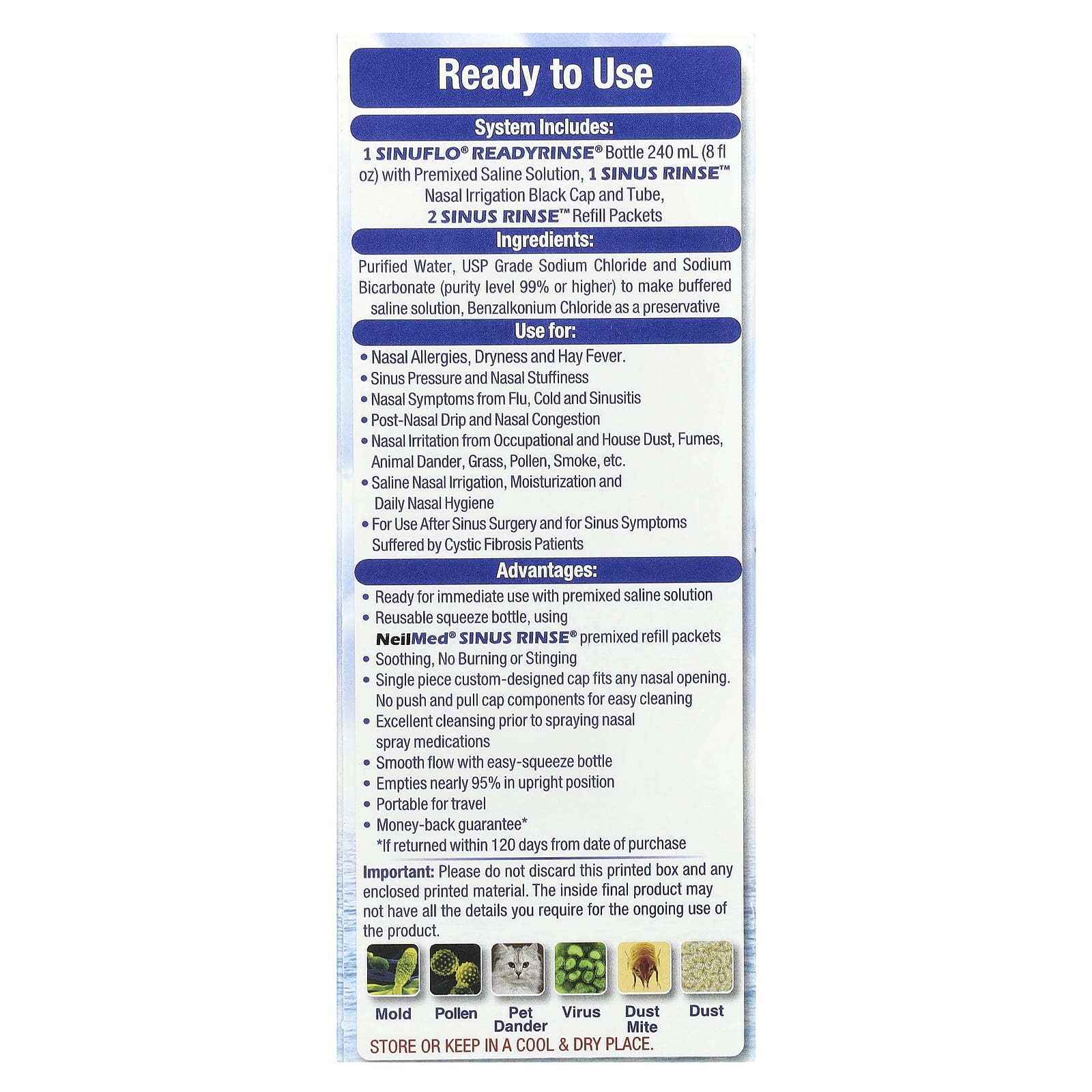 NeilMed, SinuFlo® ReadyRinse®, Premixed Nasal Wash, 2 Piece Kit