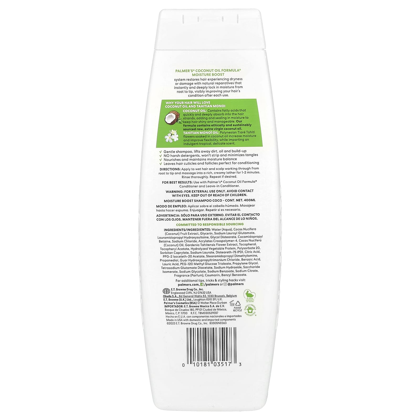 Palmer's, Coconut Oil Formula® with Vitamin E, Moisture Boost Shampoo, Dry, Damaged or Color Treated Hair, 13.5 fl oz (400 ml)