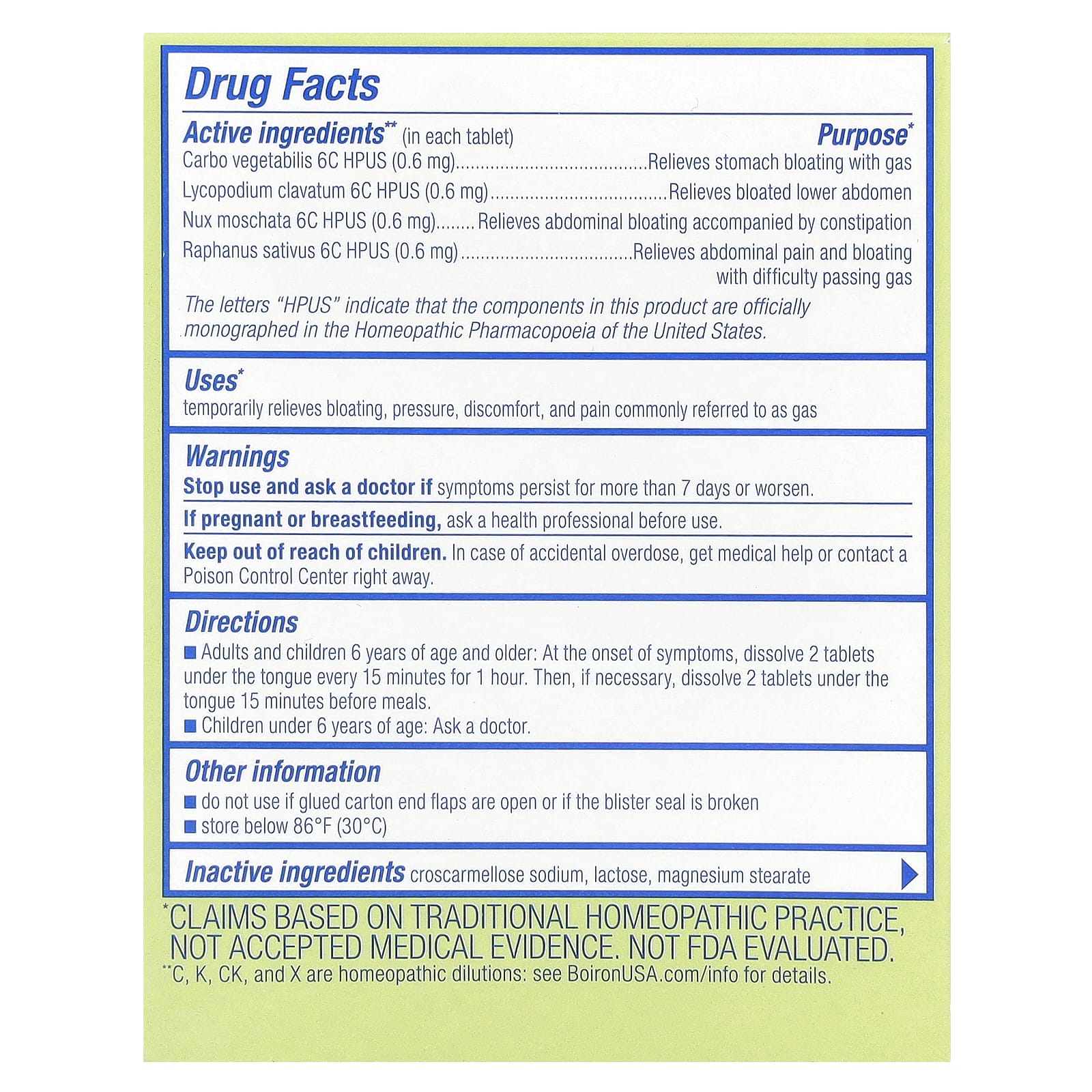 Boiron, Gasalia, Meltaway Tablets, Unflavored, 60 Meltaway Tablets