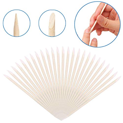 BTYMS Orange Wood Cuticle Sticks Double-Sided Nail Tools