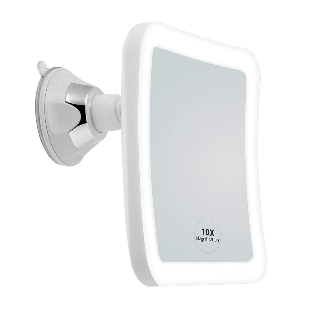 JiBen Square LED 10X Magnifying Makeup Mirror with Suction Cup
