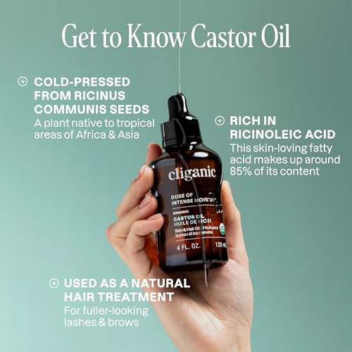 Cliganic Organic Castor Oil 100% Pure Cold-Pressed