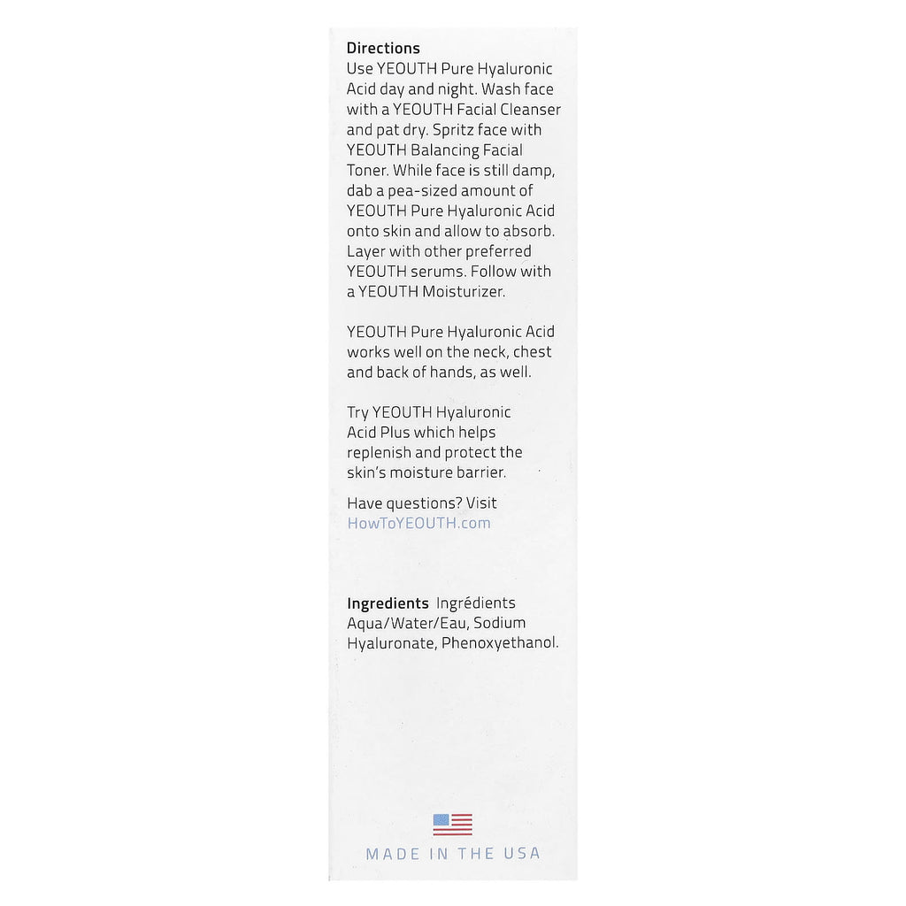 YEOUTH, Pure Hyaluronic Acid, 1 fl oz (30 ml)