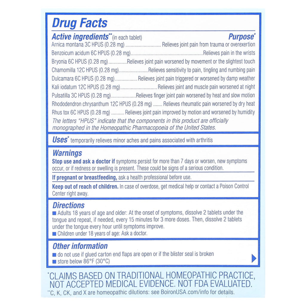 Boiron, Arnicare, Arthritis, Meltaway Tablets, Unflavored, 60 Meltaway Tablets