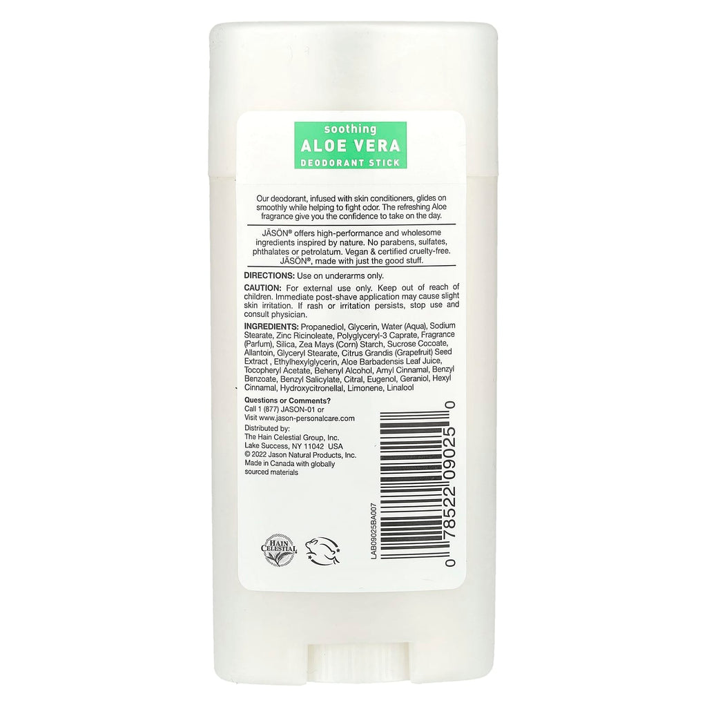Jason Natural, Deodorant, Soothing Aloe Vera, 2.5 oz (71 g)
