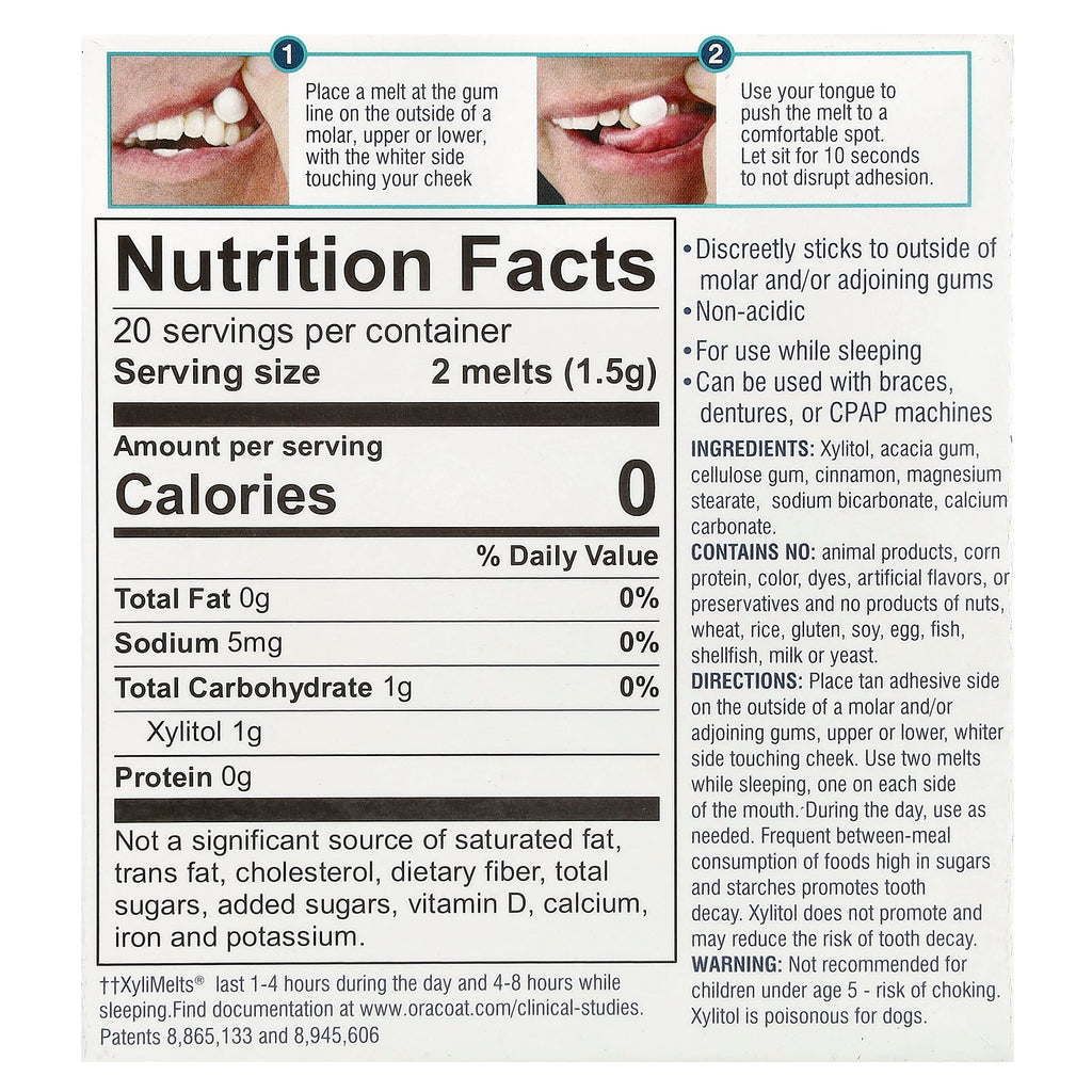 OraCoat, XyliMelts® Dry Mouth, Cinnamon, 40 Melts