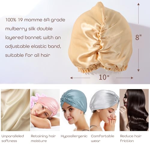 100% Mulberry Silk Double-Layer Bonnet Sleep Cap