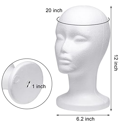Foraineam 3-Pack 12-Inch Foam Female Wig Head Mannequins