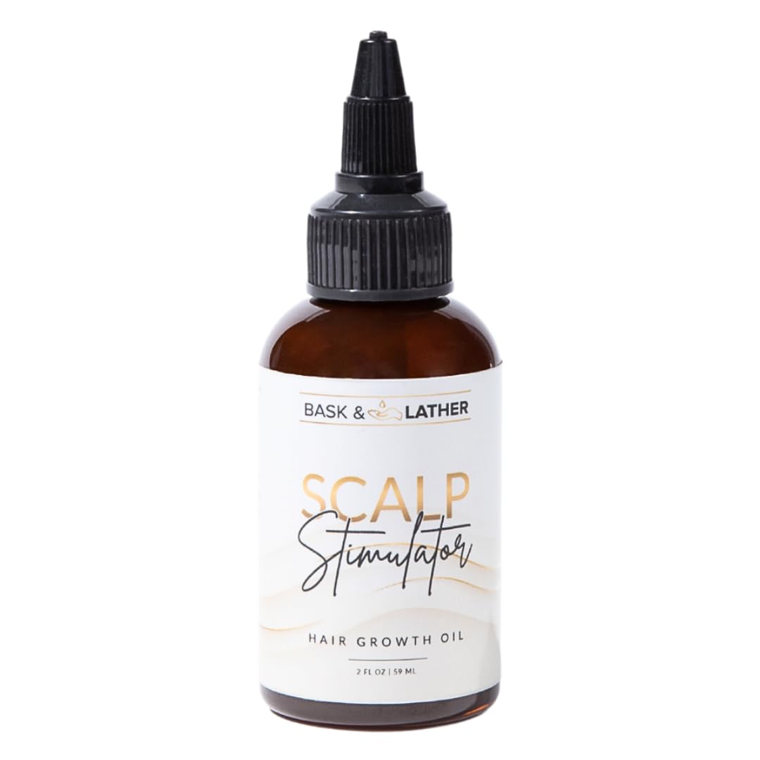 Bask & Lather Scalp Stimulator Hair Growth Oil with Mint & Rosemary, 2 Fl Oz