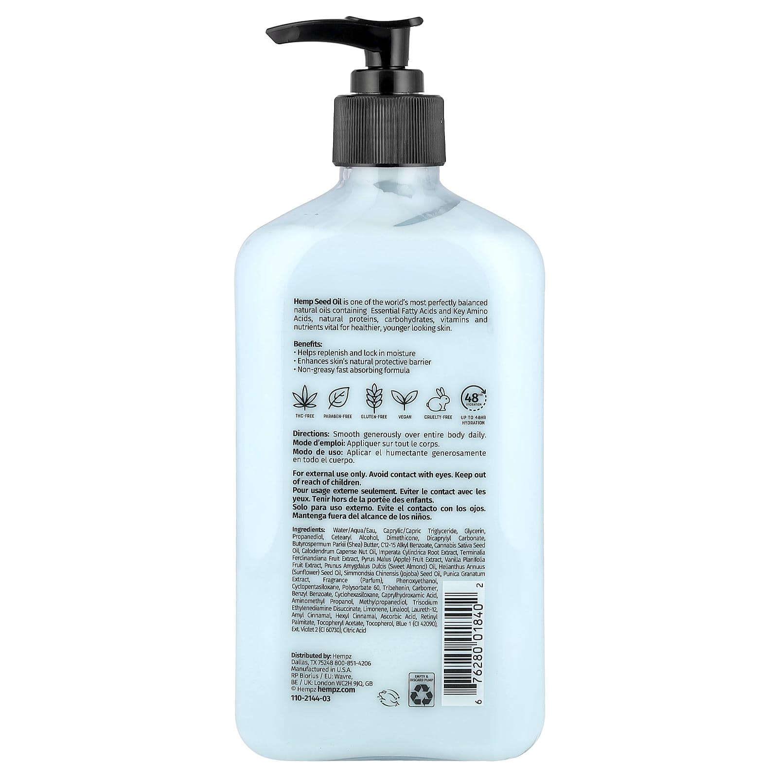 Hempz, Herbal Whipped Body Creme, Triple Moisture, 17 fl oz (500 ml)