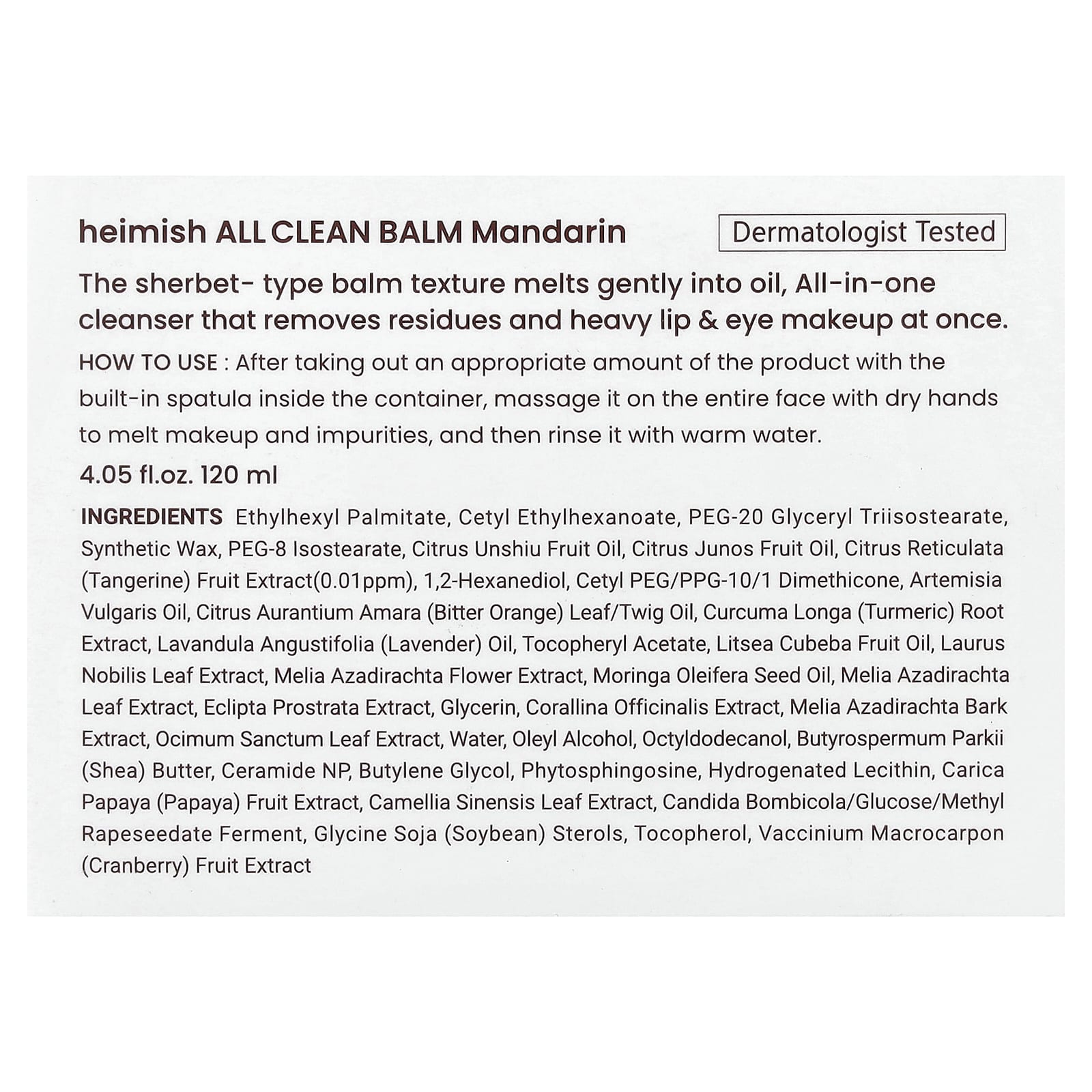 Heimish, All Clean Balm, Mandarin, 4.05 fl oz (120 ml)