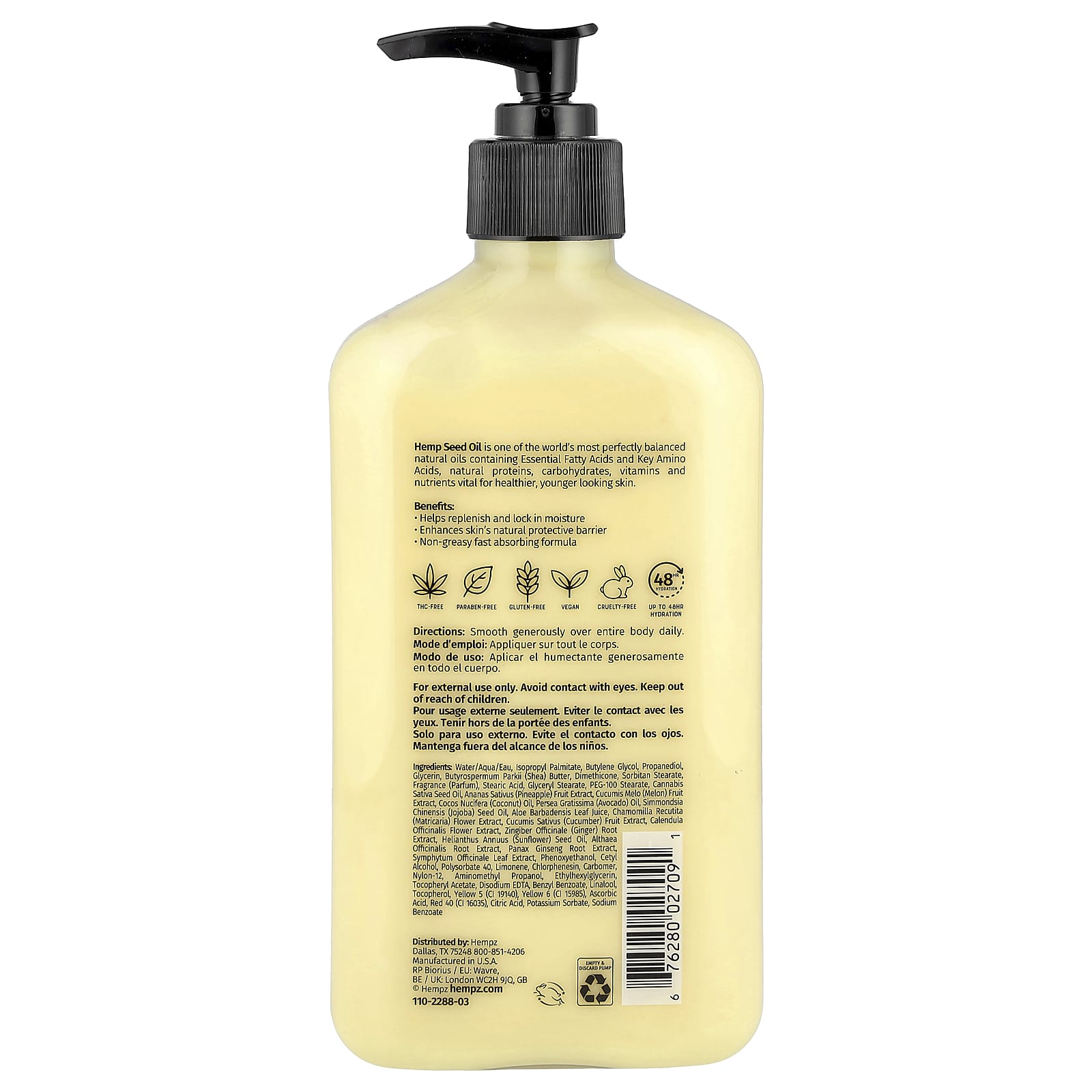 Hempz, Herbal Body Moisturizer, Sweet Pineapple & Honey Melon, 17 fl oz (500 ml)