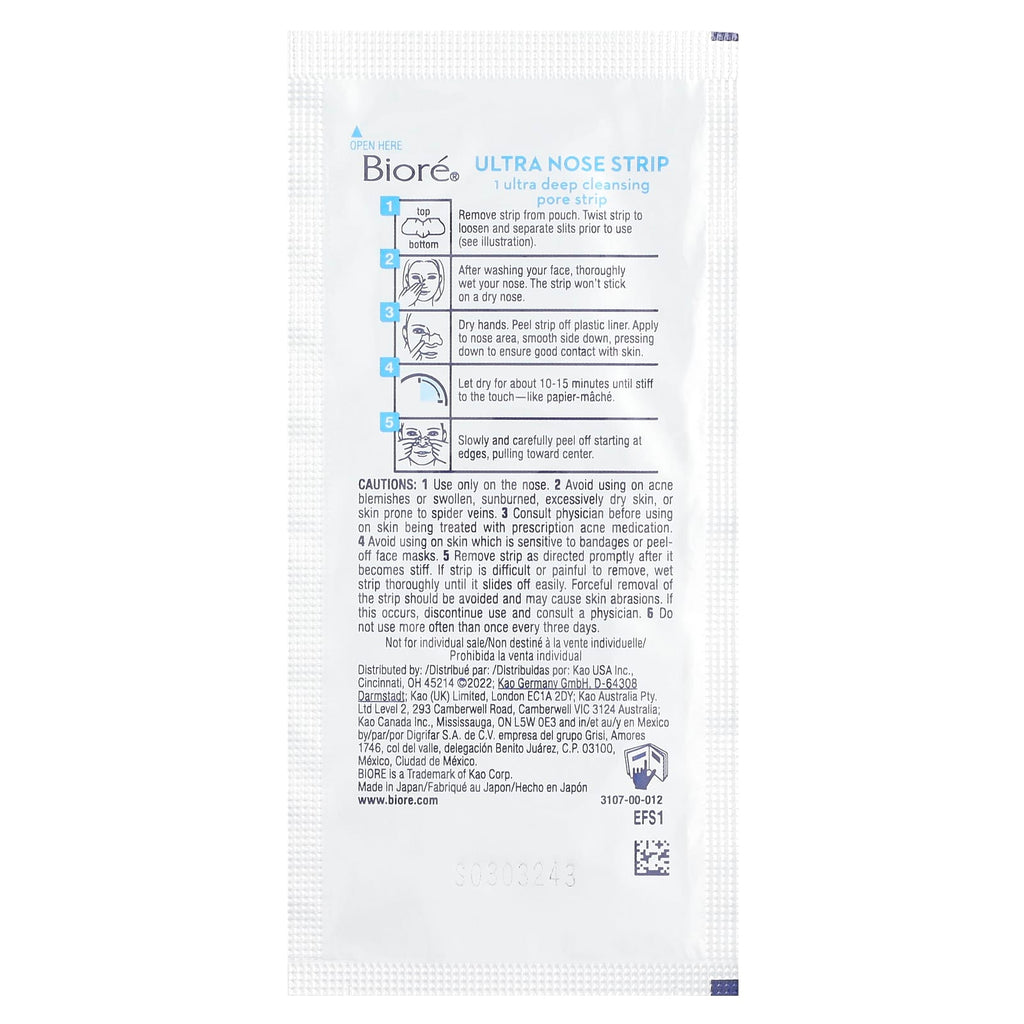 Biore, Ultra Strength Deep Cleansing Pore Strips, Witch Hazel, 6 Nose Strips