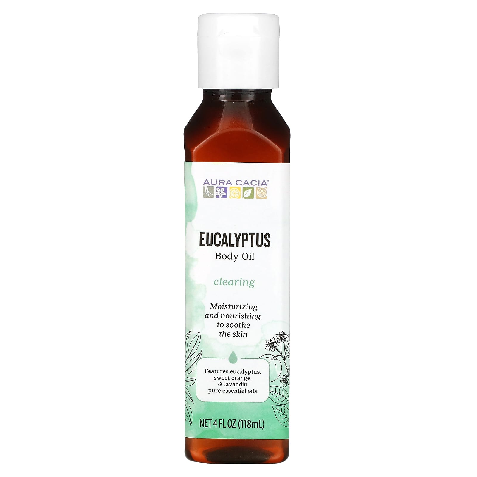 Aura Cacia, Body Oil, Clearing Eucalyptus, 4 fl oz (118 ml)