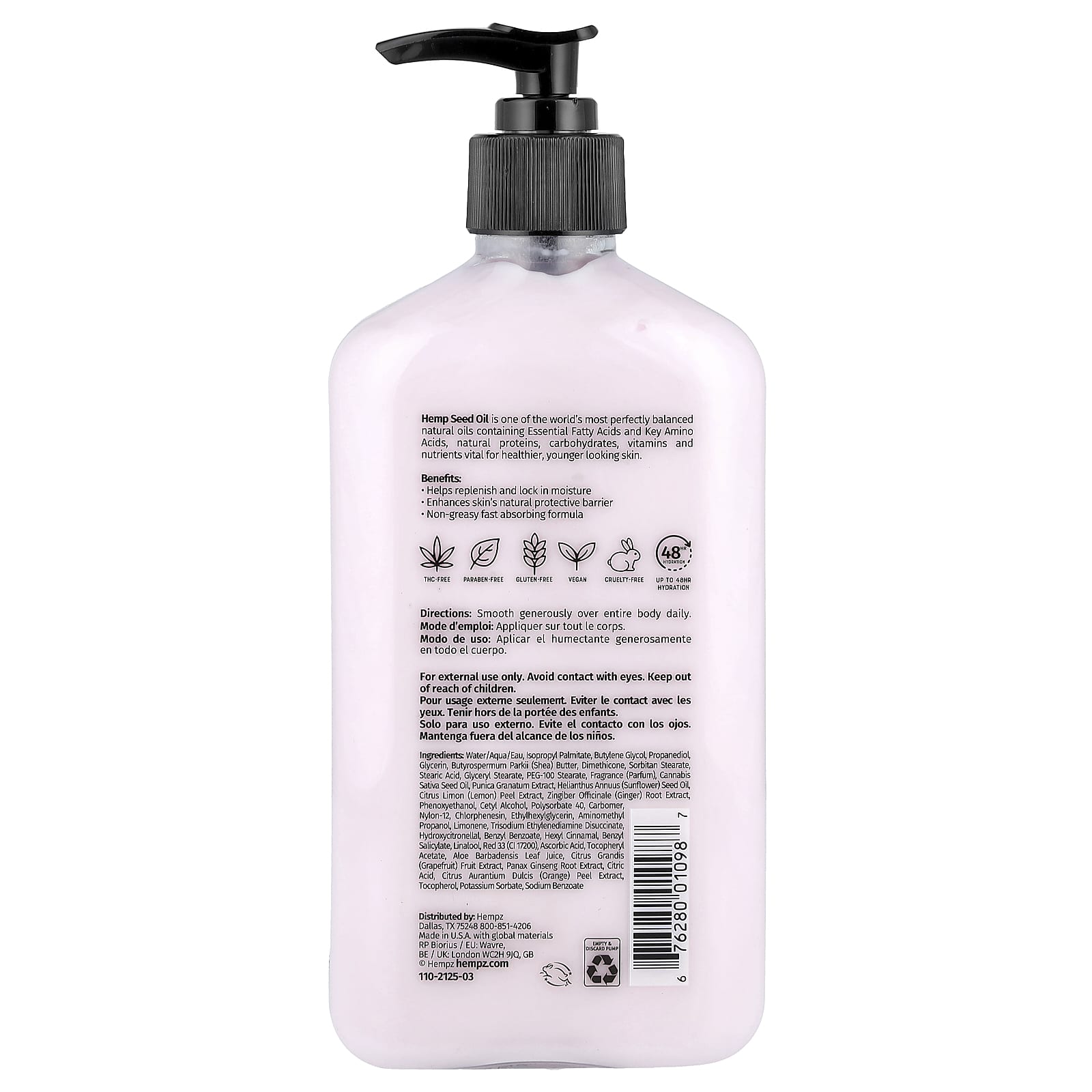Hempz, Herbal Body Moisturizer, Pomegranate , 17 fl oz (500 ml)
