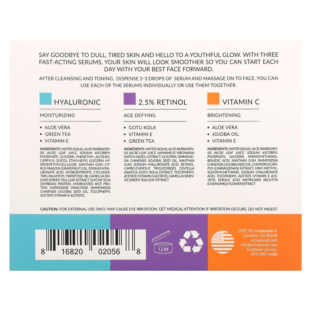 artnaturals, Serum Trio, 3 Piece Set, 1 fl oz (29.5 ml) Each