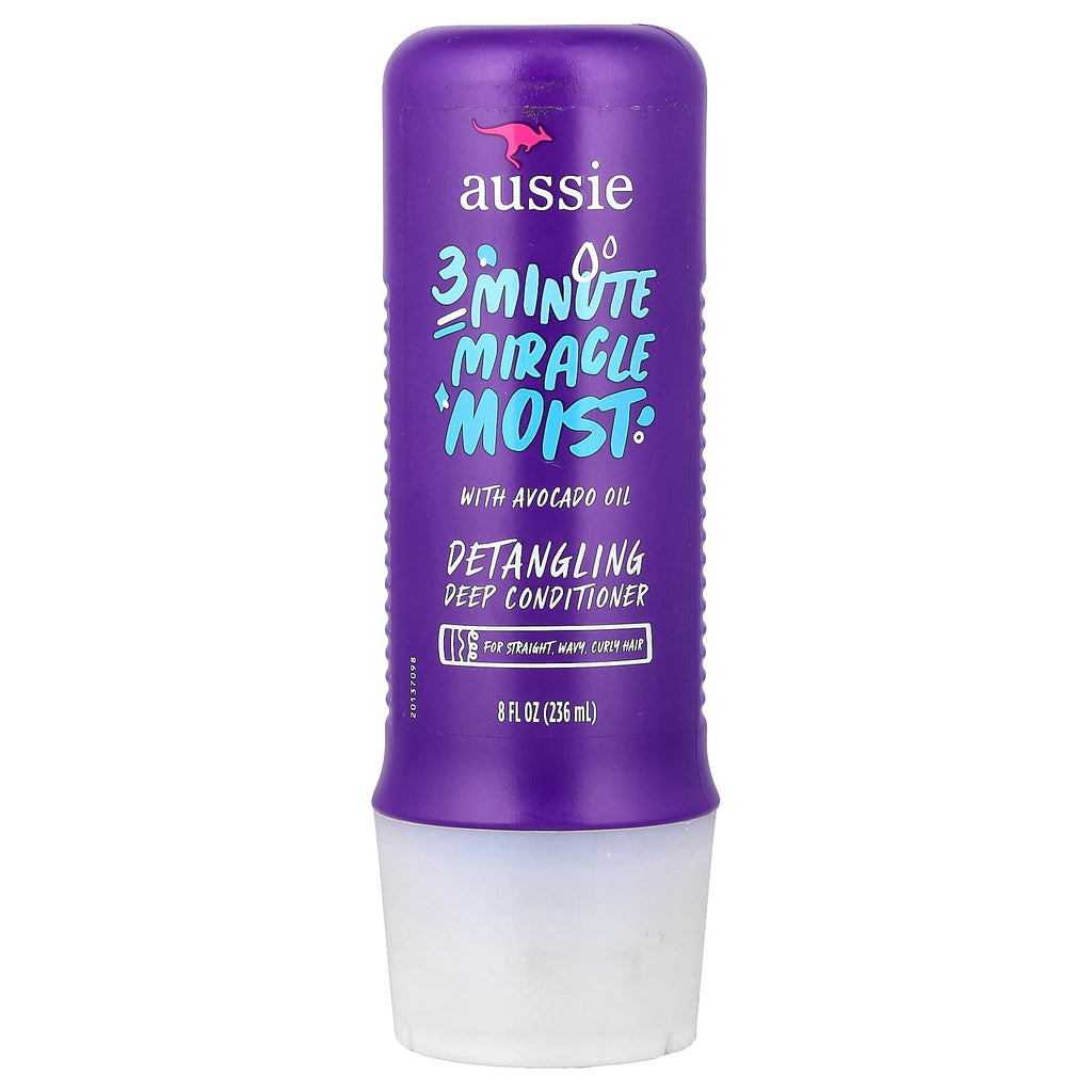 Aussie, 3 Minute Miracle Moist, Detangling Deep Conditioner, For Straight, Wavy, Curly Hair, 8 fl oz (236 ml)