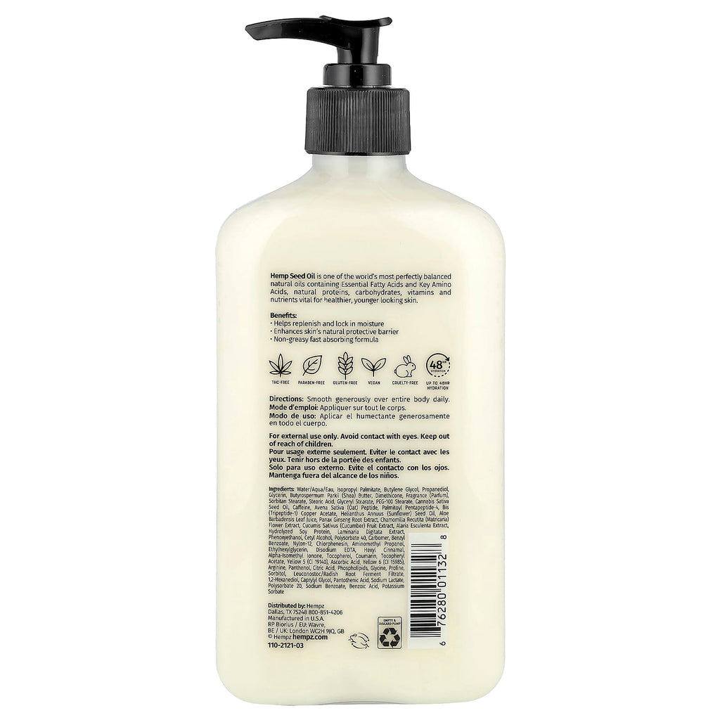 Hempz, Age Defying Herbal Body Moisturizer, Peptides + Caffeine, 17 fl oz (500 ml)