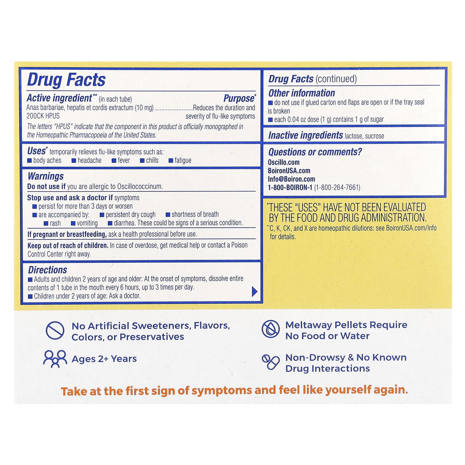 Boiron, Oscillococcinum®, Flu-Like Symptoms, 12 Meltaway Pellets, 0.04 oz (1 g) Each