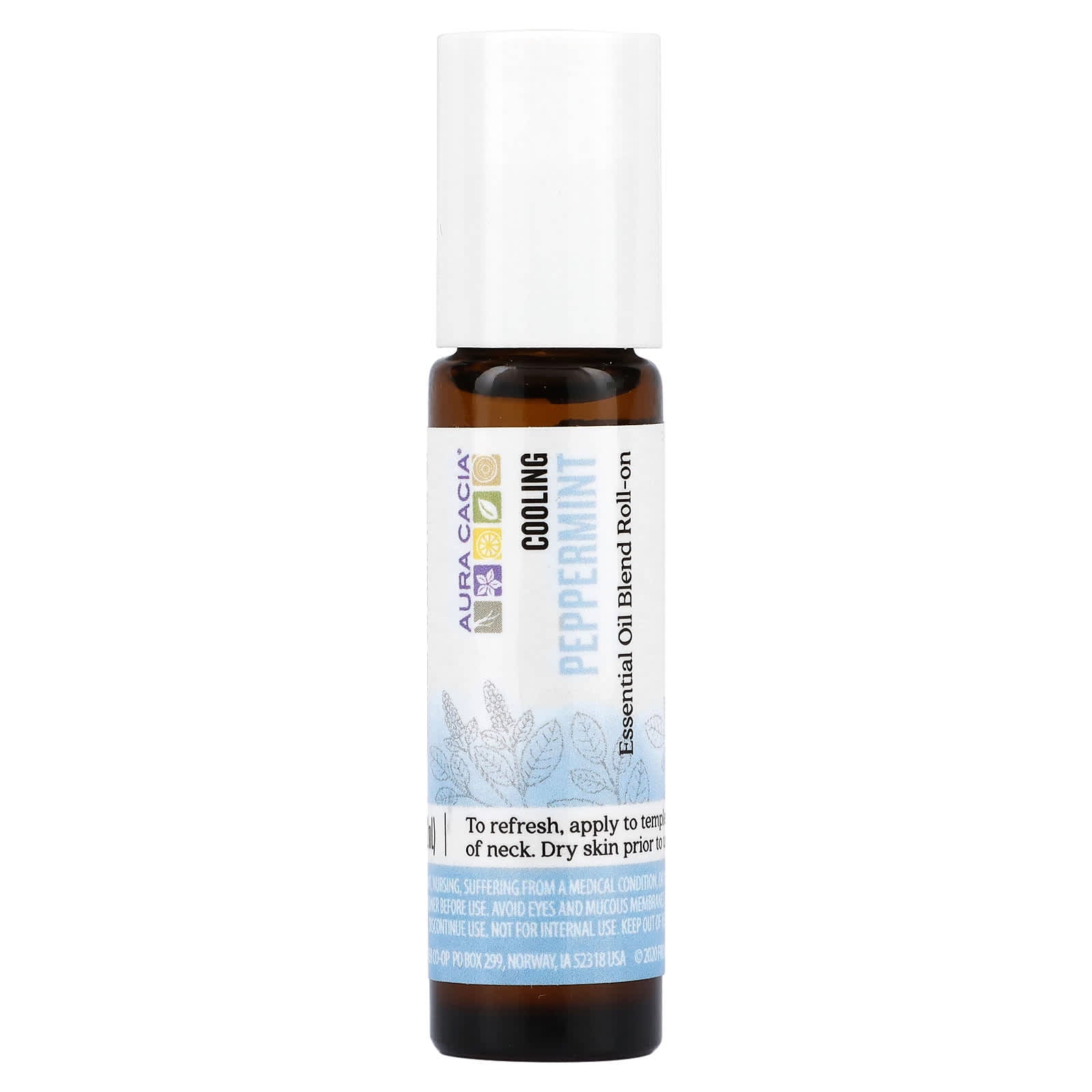 Aura Cacia, Essential Oil Blend, Cooling Roll-On, Peppermint, 0.31 fl oz (9.2 ml)