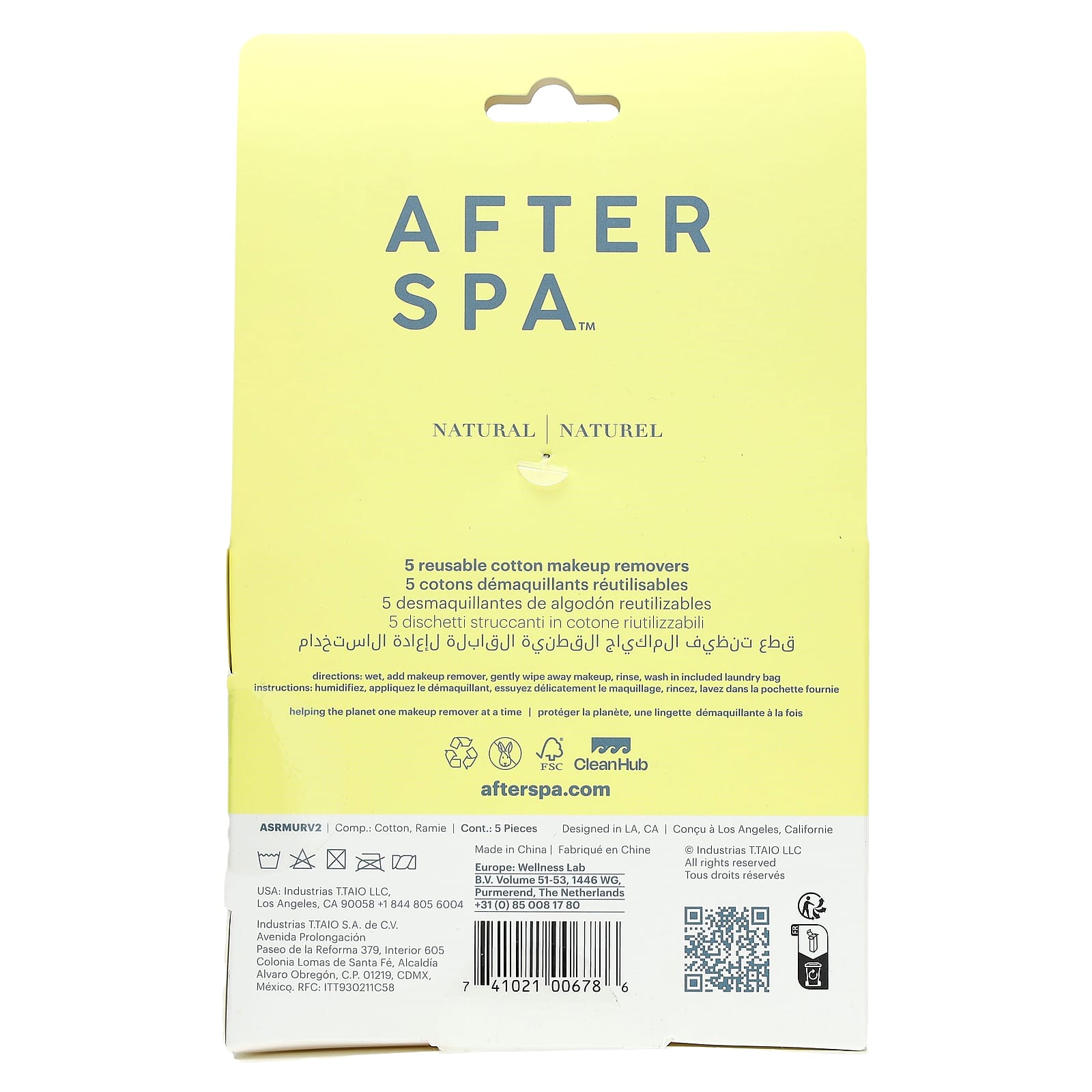 AfterSpa, Reusable Cotton Make Up Removers + Laundry Bag, 6 Piece Set