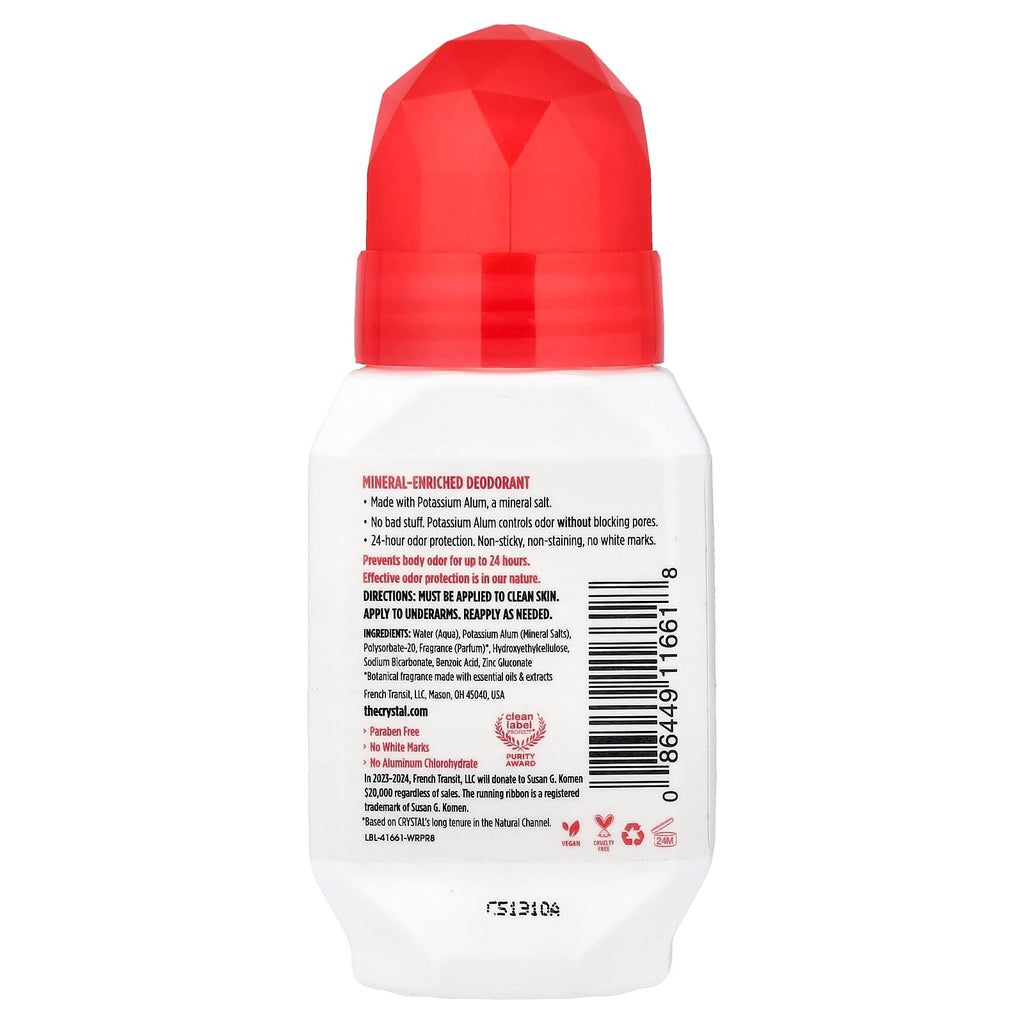 CRYSTAL, Mineral-Enriched Deodorant Roll-On, Pomegranate, 2.25 fl oz (66 ml)