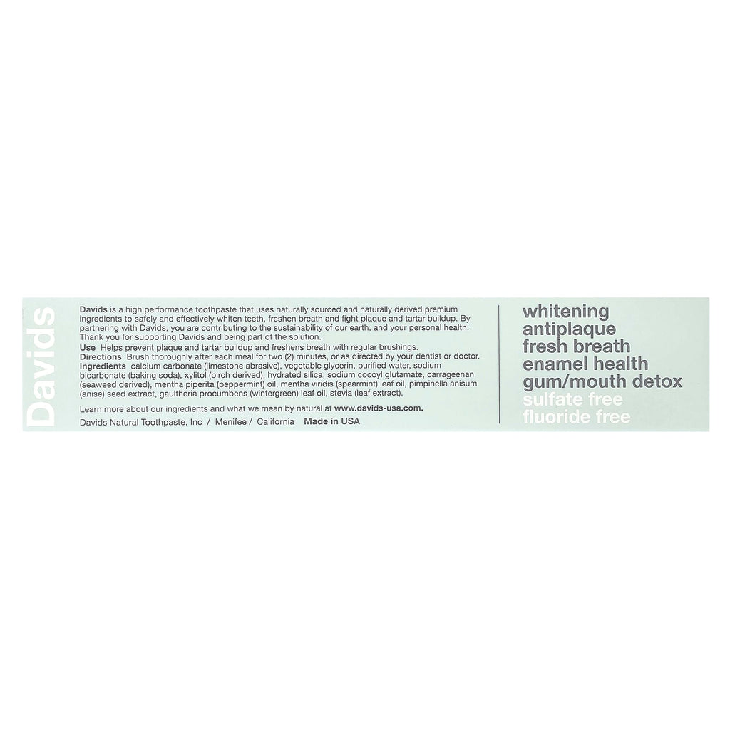 Davids, Whitening + Antiplaque Toothpaste, Natural Peppermint, 5.25 oz (149 g)
