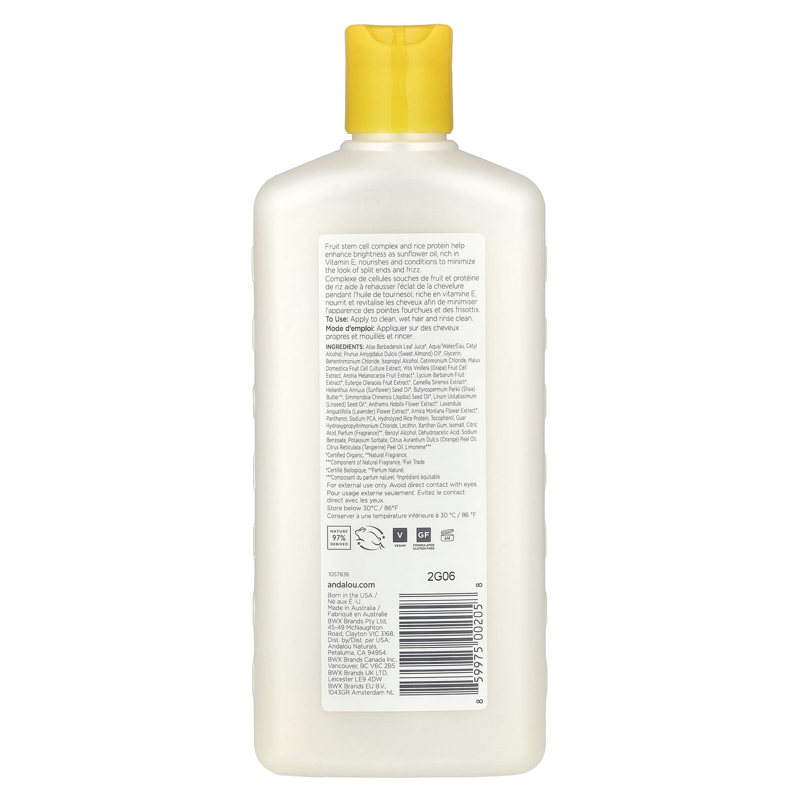 Andalou Naturals, Conditioner, Brilliant Shine, Sunflower & Citrus, For Strength and Vitality, 11.5 fl oz (340 ml)