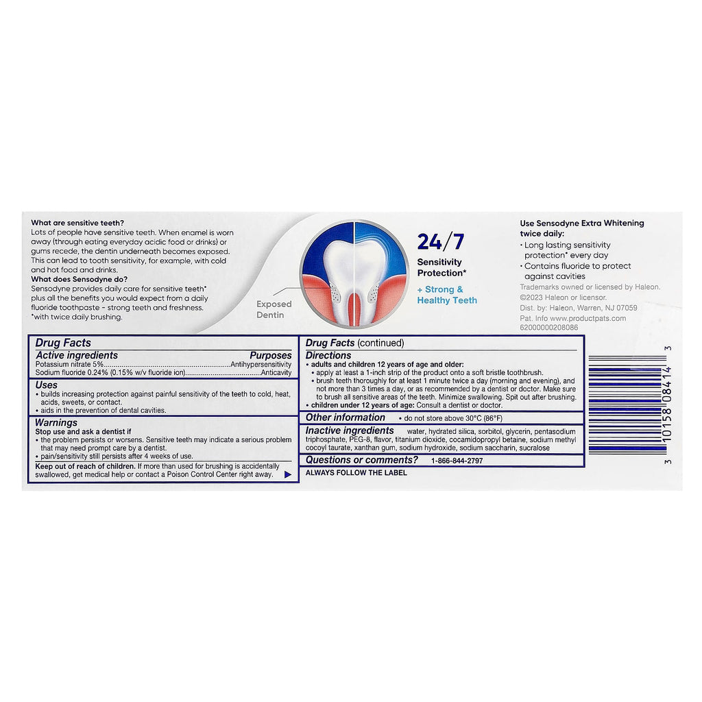 Sensodyne, Extra Whitening Toothpaste, Twin Pack, 2 Tubes, 4 oz (113 g) Each