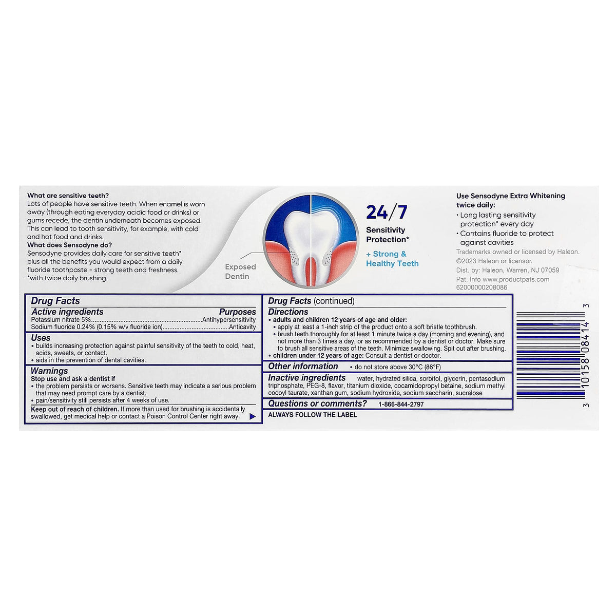 Sensodyne, Extra Whitening Toothpaste, Twin Pack, 2 Tubes, 4 oz (113 g) Each