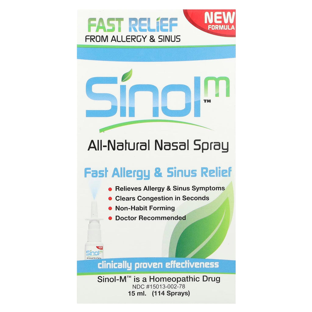 Sinol, SinolM™, All-Natural Nasal Spray, Fast Allergy & Sinus Relief, 15 ml