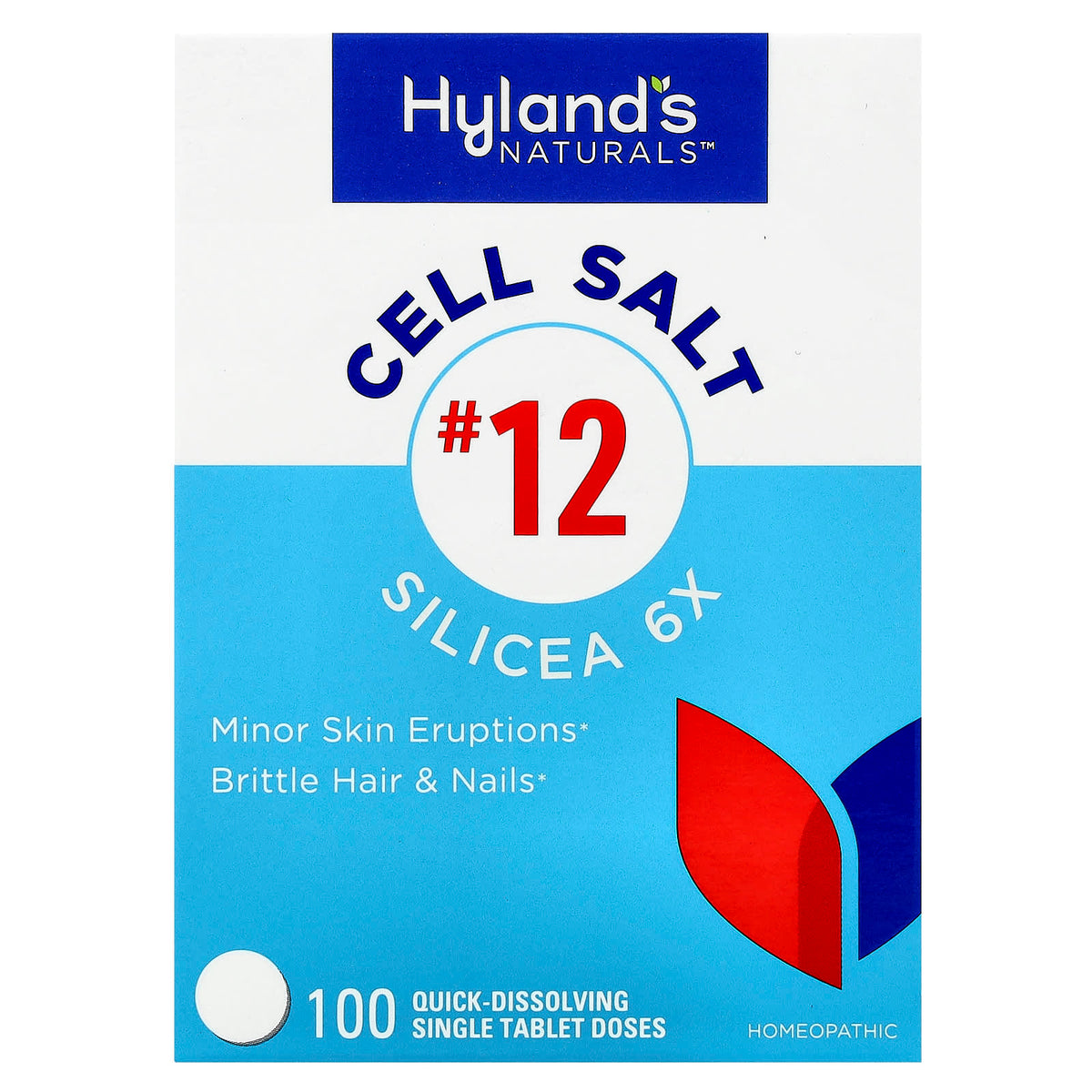Hyland's Naturals, Cell Salt #12, Silicea 6X, 100 Quick-Dissolving Single Tablet